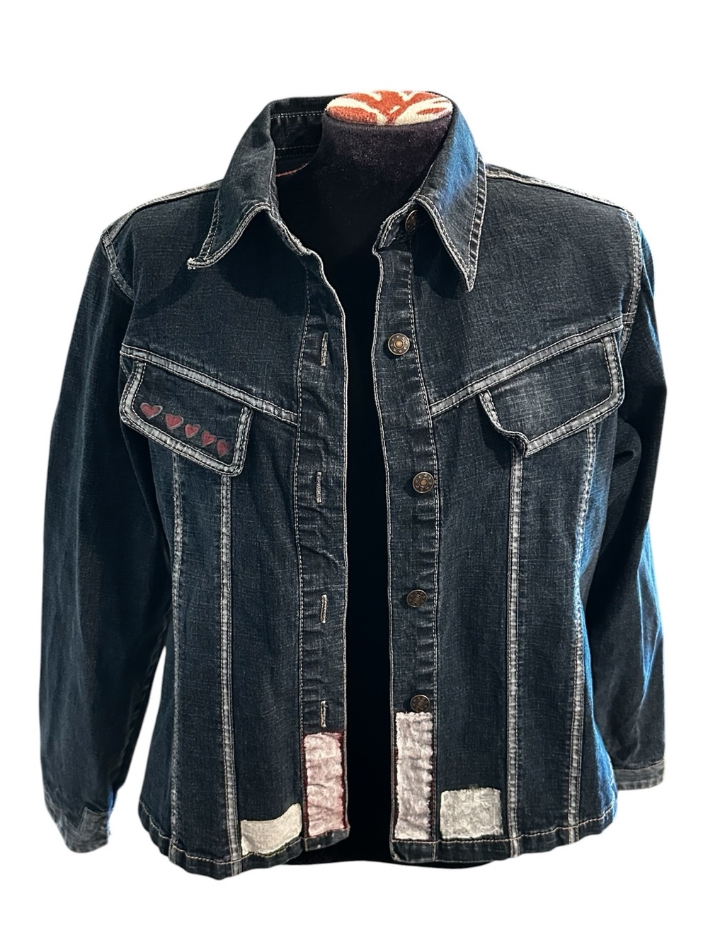 Live a Little Women’s Hand Painted Denim Jacket Size PL